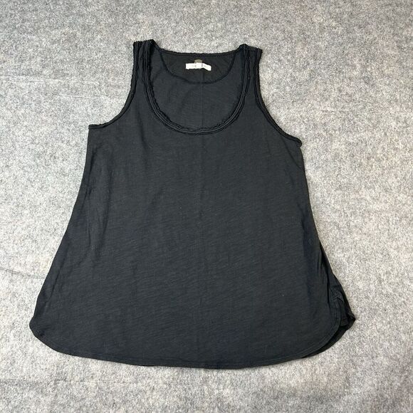 Pure+Gold Tank Top Women Small Black Rounded Hem Scoop Neck Cotton Casual - Picture 1 of 8